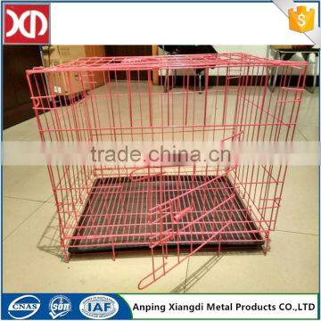 Color foldable iron dog cage with double door