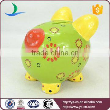 2015 Newest Ceramic Lovely Green Decal Piggy Bank With Coin Counter photo-5