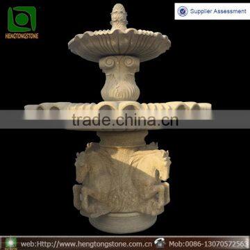 Hand carved granite water fountain with horses statues