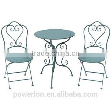 POWERLON Archaize Gray Vintage 2 Seater Patio Set Folding Table and Chairs Antirust Outdoor Furniture photo-3