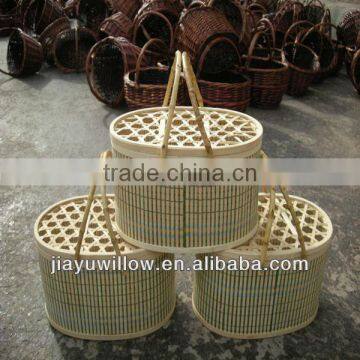 Firm cheap wooden baskets with handles from manufacturer