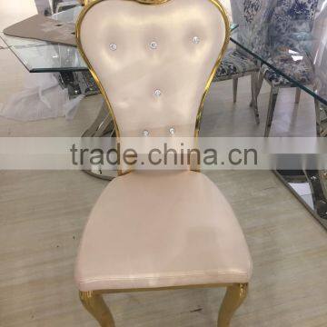 luxury white stitching PU back golden wedding chair