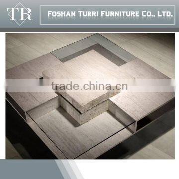 KD-106A Unique Glass Top Marble Coffee Table,Classic Tea Table photo-3