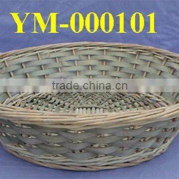 wicker round tray basket with handles