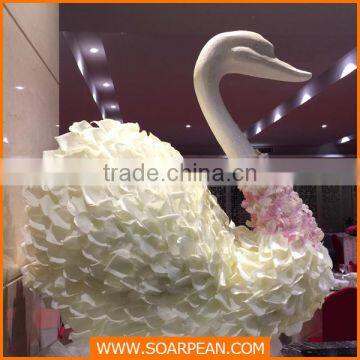 Exquisite Fiberglass Life-size Decorative Swan Statue