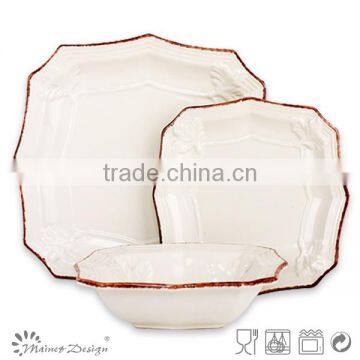 Embossed Square Shape Stoneware Dinnerware Plate photo-6