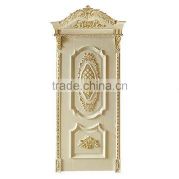 Classic Elegant French Rococo Style Golden and White Floral Carving Solid Wood Internal Door BF12-05234b photo-4