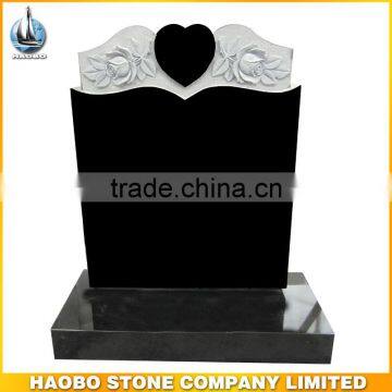 Black Granite Rose carving headstone in shanxi black