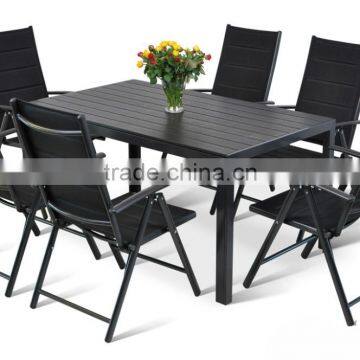 Garden furniture plastic wooden materials table and chairs