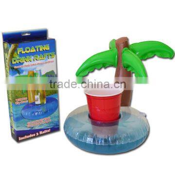 2017 Hot Selling Inflatable Toys Palm Tree Flamingo Pool Floating Drink Holder Ourdoor Swimming Pool Party Toys Cup Holders photo-2