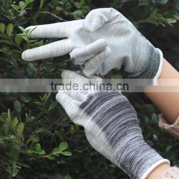 NMSAFETY PU gloves grey nylon liner coted white PU safety gloves/U3 style gloves strong abrasion performance