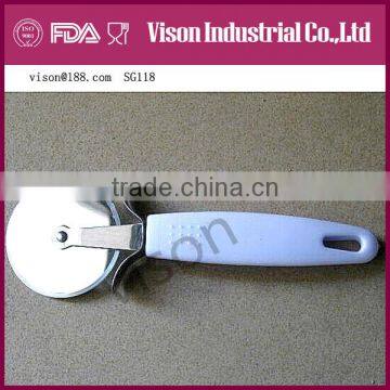 hot sale 2014 pizza knife, plastic pizza cutter, stainless steel pizza cutter (SG118)