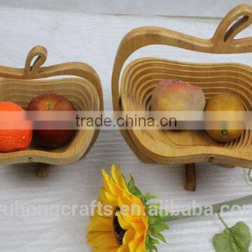 100% Bamboo Made Apple Shape Folding Fruit Basket photo-6