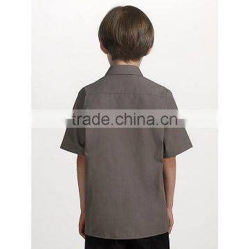 Boys' Short Sleeve Non-Iron School Shirt Grey School Uniform Shirts Blouse High Quality