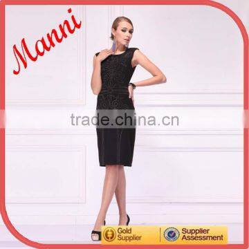 2014 Manni New Designed Black Sequined Formal Dress