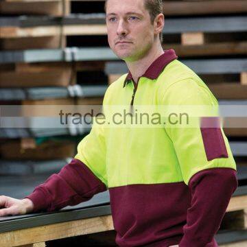 Polar Fleece Orange/Navy Safety Jacket Half Zipper Hi Vis Hoodies Men photo-3