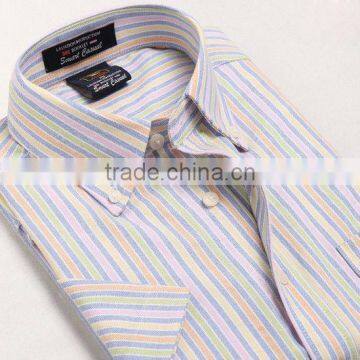 2013 cotton man's short sleeve oxford shirts men button down collar stripes oxford shirts for man