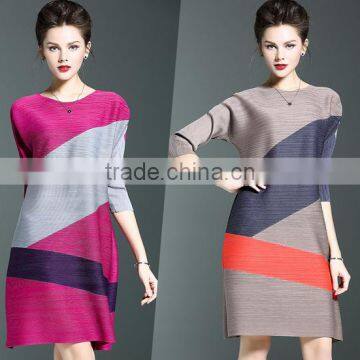 Big yards abstract stitching draped dresses for fat women