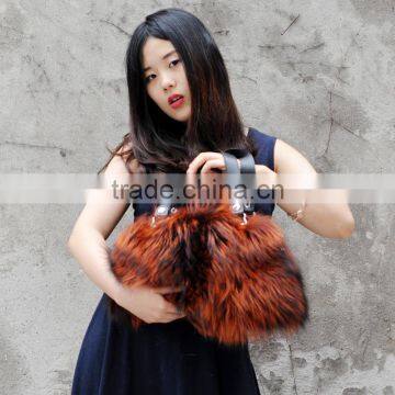 CX-H-17C Natural Colour Lady Bags Genuine Fox Fur Handbag photo-6