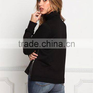 MGOO Manufacturer OEM Custom Made 100 Pieces Black Distressed Turtleneck Sweater Tops CVC French Terry Tops photo-6