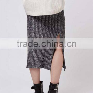 2016 High Waist Korea Style Maxi Skirts Grey Ribbed Bodycon Skirts Salt And Pepper Tube Skirts photo-5