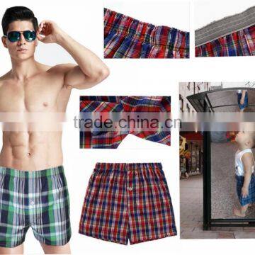 fashion checked design children cotton woven boxer shorts