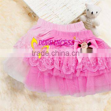 china wholesales Puffyred big bow lace mini skirt for children girl