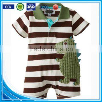 0-18months applique dinosaur summer wear short sleeve newborn organic cotton baby boutique clothing wholesale