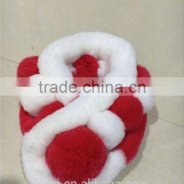 2016 New Genuine Rex Rabbit Fur Scarf Fur Wraps Muffler Fur Balls Warmer for Winter Shawls Scarf photo-4