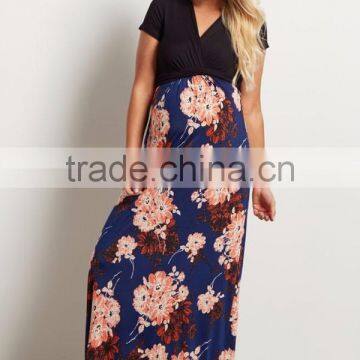 Floral Bottom Summer Maxi Dress Pregnancy Clothes Long Maternity Dress