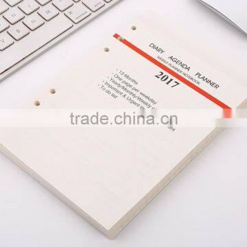 2017 A5 beige woodfree paper inner page 6 holes replaceable internal page filler papers