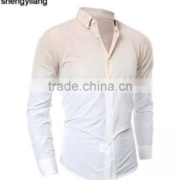 Custom Men's Gradient Tie Dye Printing Long Sleeves Dress Shirts in Guangzhou photo-4