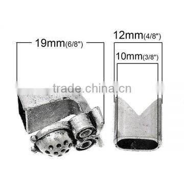 Hook Clasps Bracelet End Bar With Slider For Leather Bracelet Owl Halloween Antique Silver 19mm X13mm 13mm X12mm photo-2