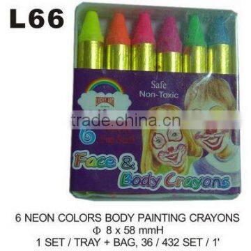 L66 6 NEON COLORS BODY PAINTING CRAYONS