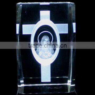 High quality 3D laser engraving crystal with religion gift