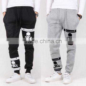 Men's Skull Printed Hip Hop Harem Leisure Pants Fleece Sport Trousers Sweatpants