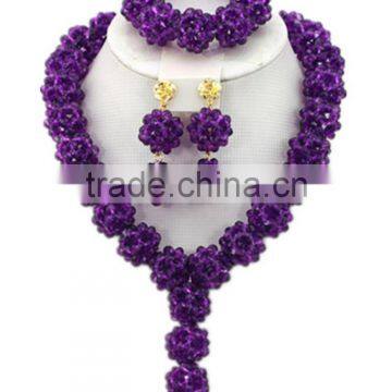 One Row Ball Crystal Beads Y shape Necklace Nigerian Jewelry Set