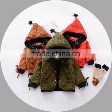 B40959A Lovely kids clothing little boys warm hooded coat