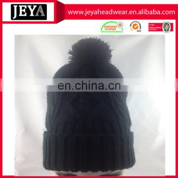 JEYA high quanlity plain knitted pattern beanie hat thermal knitted cap