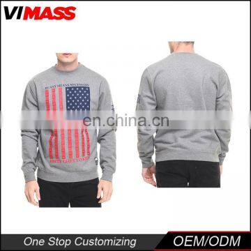 OEM Service Wholesale Men Fleece Sweashirt Custom American flag Printing Full Sizes