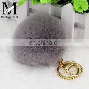 2016 Beautiful and Softly Multicolor Fur Ball Keychain Genuine Rabbit Fur Pom Pom Key Chain photo-2