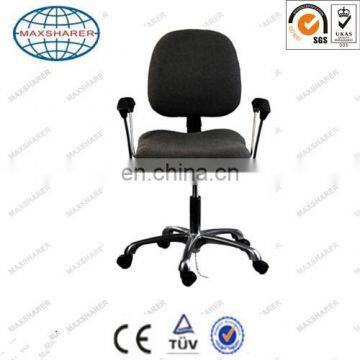 black ESD fabric chair with handrail