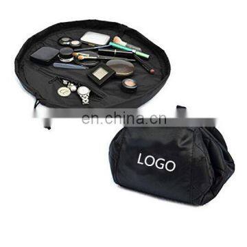 Black Portable Drawstring Travel Makeup Organizer Jewelery Cosmetic Storage Bag