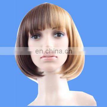 Wholesale brown Bob Wig Short Straight Synthetic Lace Full Wigs