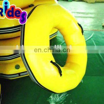 Round Yellow Inflatable Swimming Ring With Black Streak photo-3