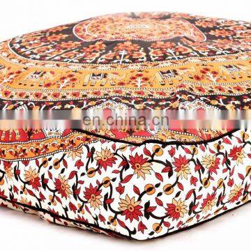 100% Cotton Handmade Elephant Mandala Dog Bed Cushion Cover Pets Pillow Case Square Ottoman Poufs Floor Pillow