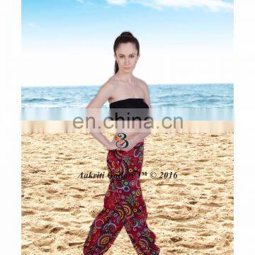 Indian 100% Cotton Hippie Boho Harem Pants Cotton Trouser Flower Design Gypsy Aladdin Genie Yoga Pants