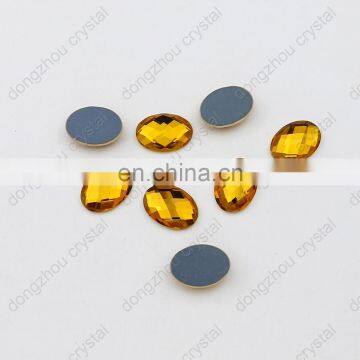 DZ-1032 oval shaped flat cut glass stones for jewelry making