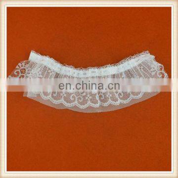 Latest Wholesale Border Lace White Fancy Nylon Lace Embroidery Ruffled Lace Trim for Girl Suits photo-2