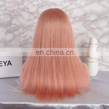 2018 New Fashion Long Hair Pink Color With Dark Roots Full Lace Wig With Baby Hair photo-4